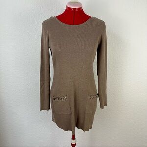 Alyx Long Sleeve Sweater Tunic Dress Taupe Size Medium